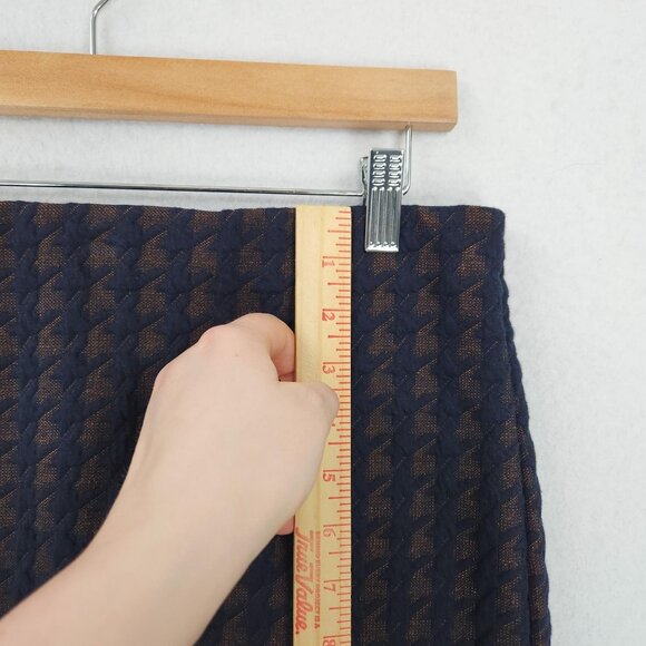 Ann Taylor Skirt Womens 10 Navy Blue Pencil Textured Jacquard Houndstooth NEW - Picture 4 of 11